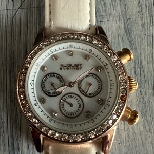 August Steiner Women's Gold and White Crystal Watch